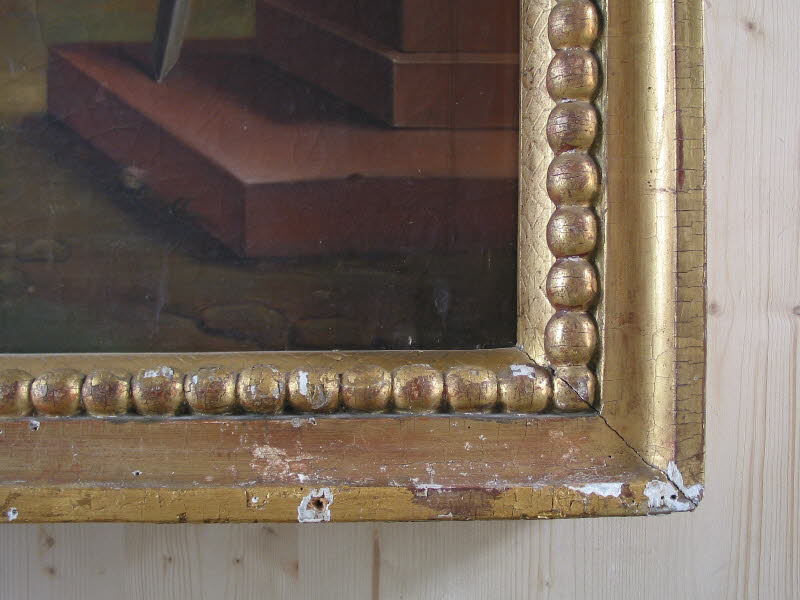 Vergoldeter Zierrahmen, Auschnitt Ecke Vorzustand