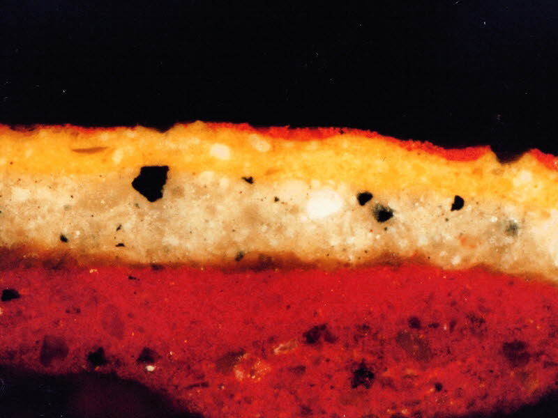 Fassungsquerschliff: Probe A3 im Tageslicht VG 200-fach